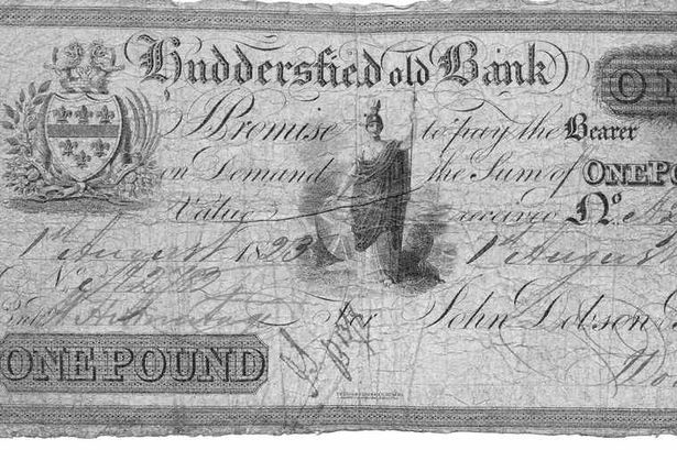 Close-up of one of the Huddersfield Old Bank notes